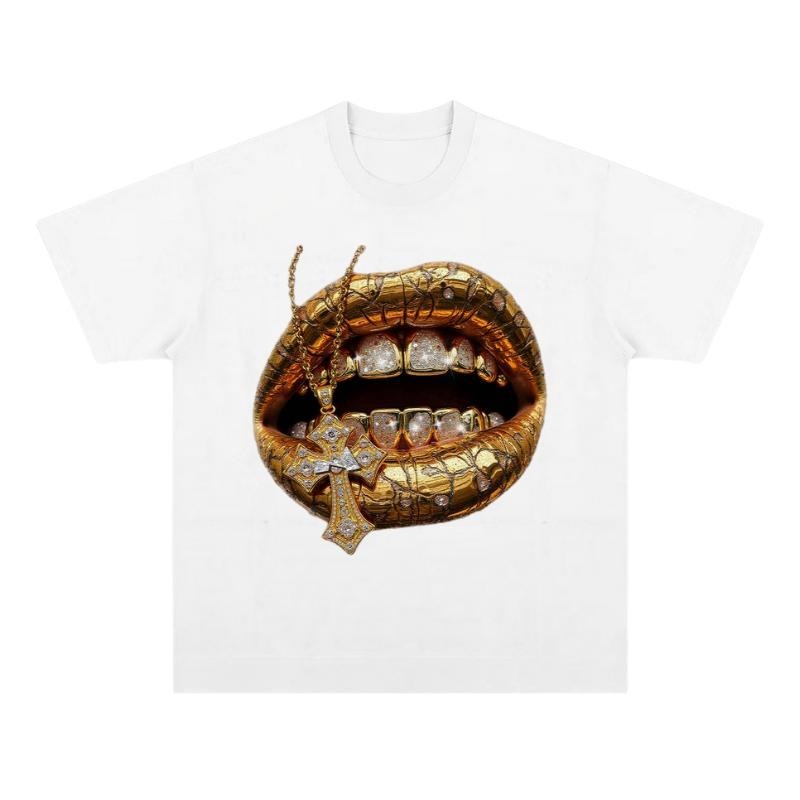 Desert Gold Art Diamond Lips Print Vintage Y2k Cotton - Adult & Kids T-Shirts, Sweatshirts & Hoodies apparel design preview 1