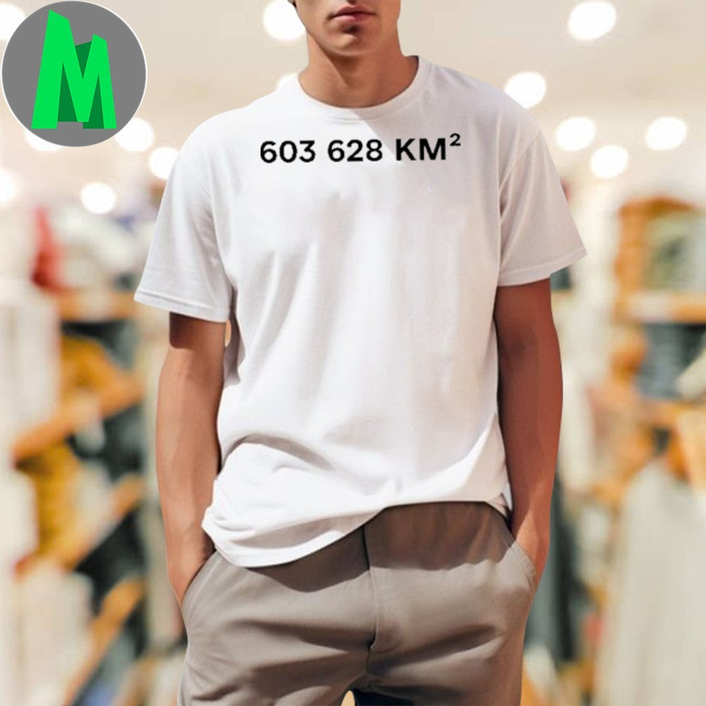 Design 603,628 KM² Area Measurement Graphic - Adult & Kids T-Shirts, Sweatshirts & Hoodies apparel design preview 1