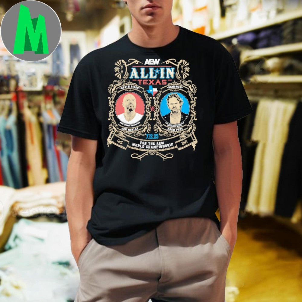 Design AEW ALL IN 2025 Matchup Jon Moxley vs Hangman - Adult & Kids T-Shirts, Sweatshirts & Hoodies apparel design preview 1
