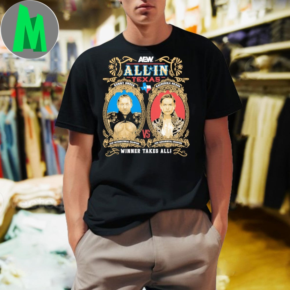 Design AEW ALL IN 2025 Matchup Kenny Omega vs - Adult & Kids T-Shirts, Sweatshirts & Hoodies apparel design preview 1