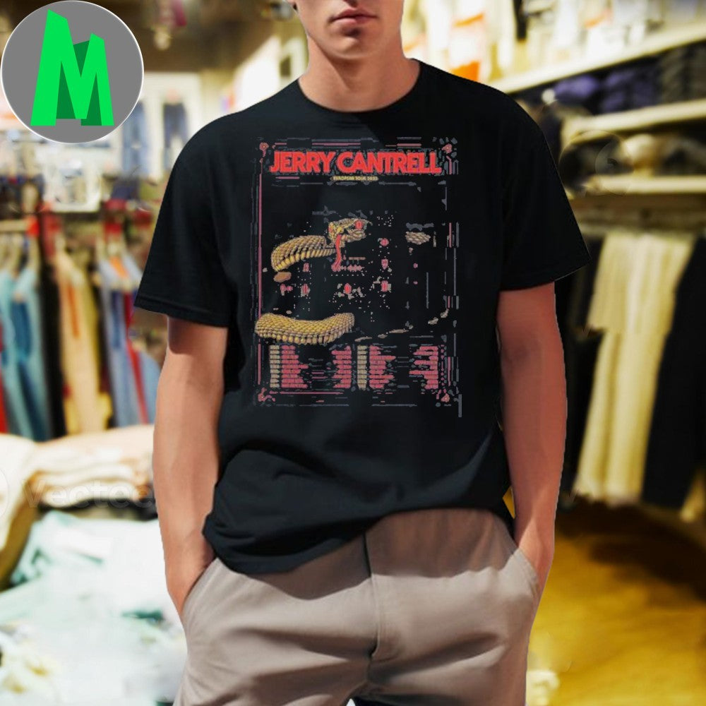 Design Black Jerry Cantrell European Tour 2025 Gig - Adult & Kids T-Shirts, Sweatshirts & Hoodies apparel design preview 1