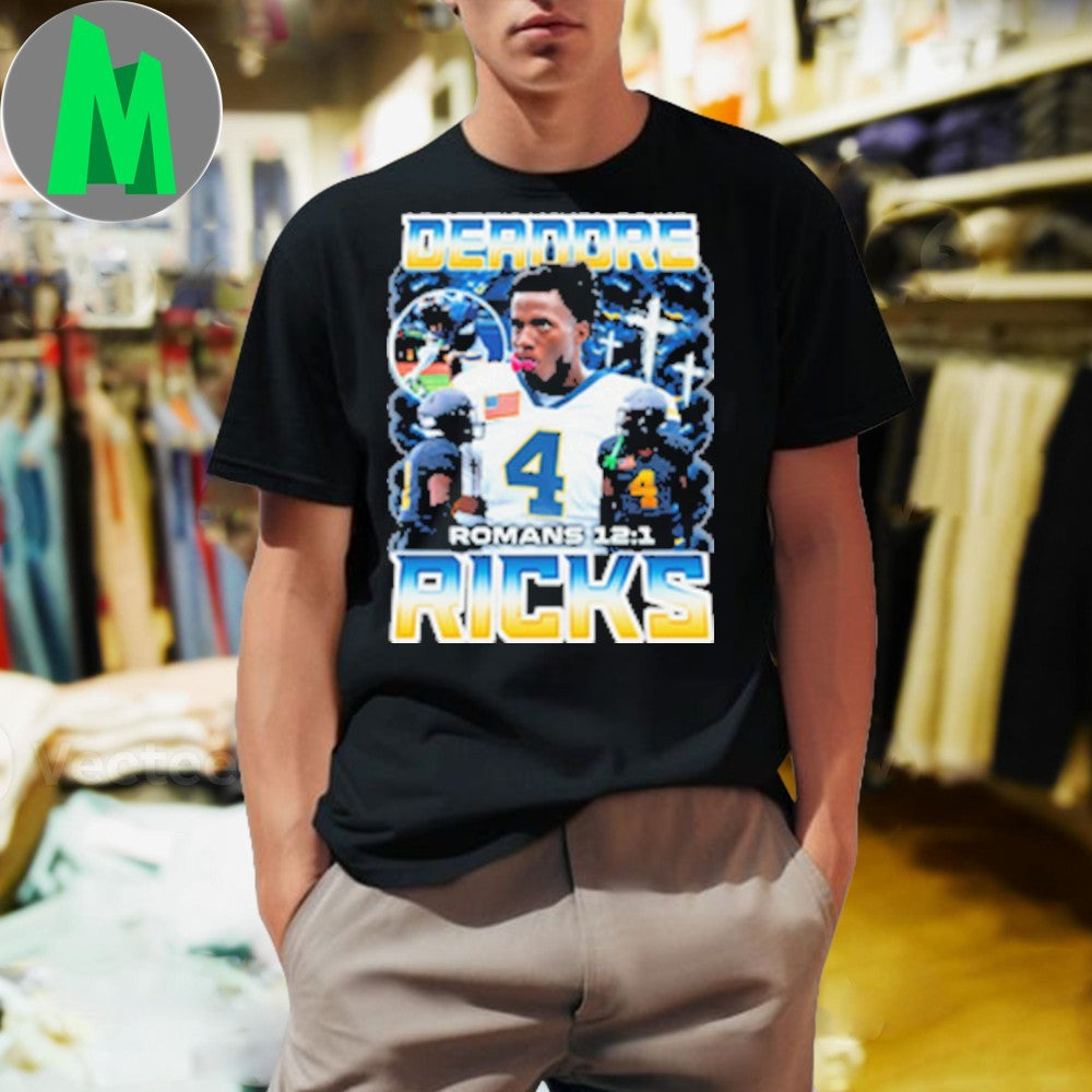 Design Deandre Ricks #4 Football Player Romans 12 1 - Adult & Kids T-Shirts, Sweatshirts & Hoodies apparel design preview 1
