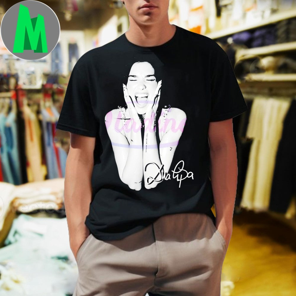 Design Dua Lipa Screaming Black And White Portrait - Adult & Kids T-Shirts, Sweatshirts & Hoodies apparel design preview 1
