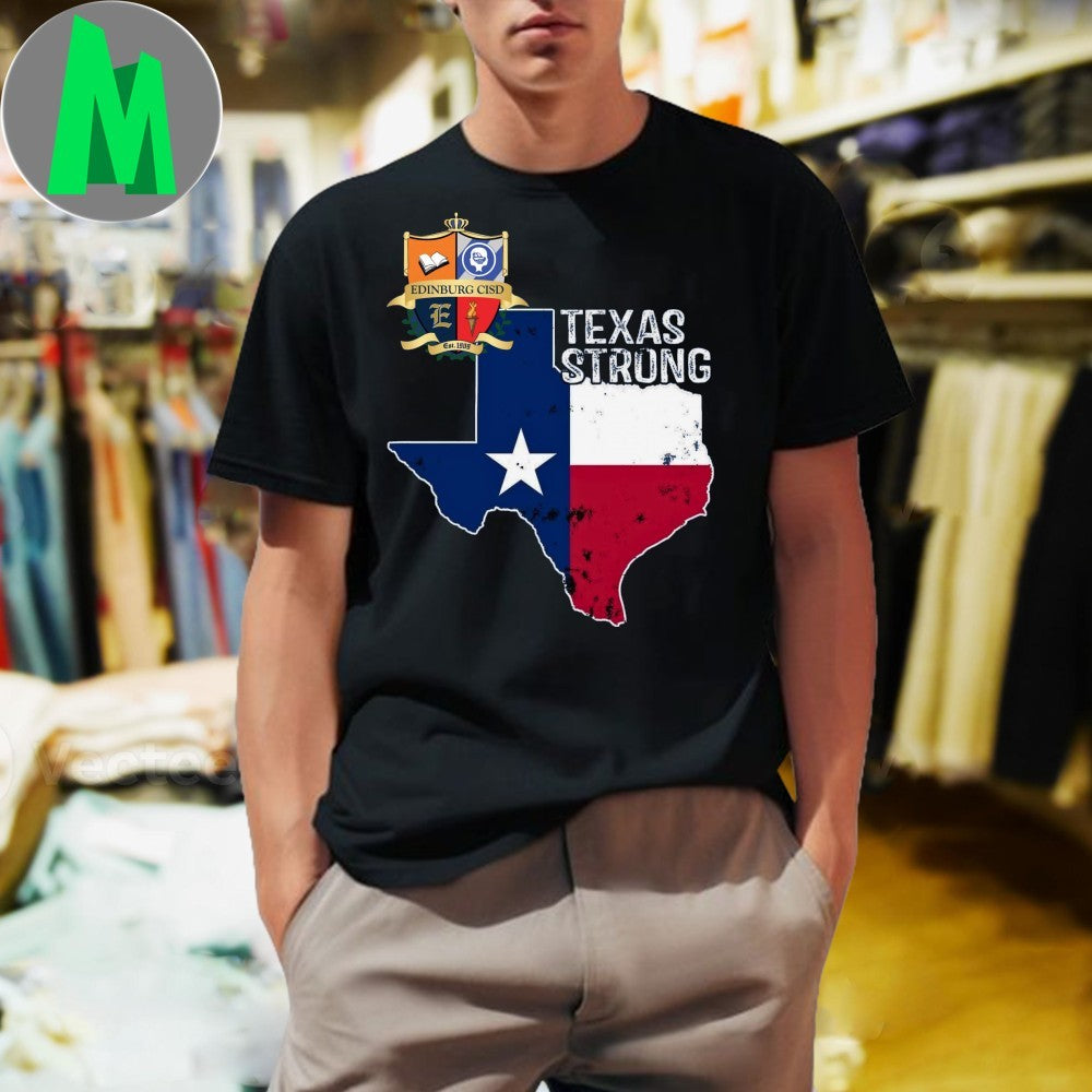Design Edinburg CISD Texas Strong Flag Map - Adult & Kids T-Shirts, Sweatshirts & Hoodies apparel design preview 1