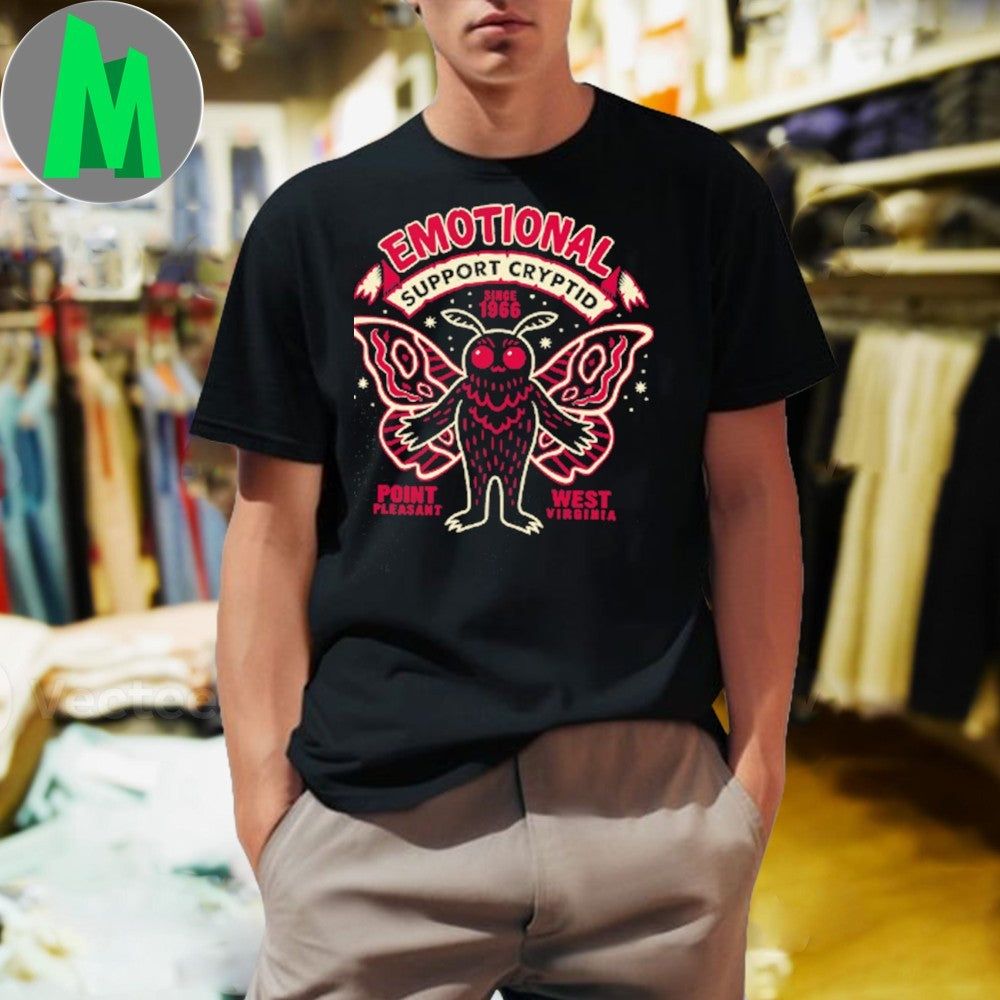 Design Emotional Support Cryptid Mothman Point - Adult & Kids T-Shirts, Sweatshirts & Hoodies apparel design preview 1
