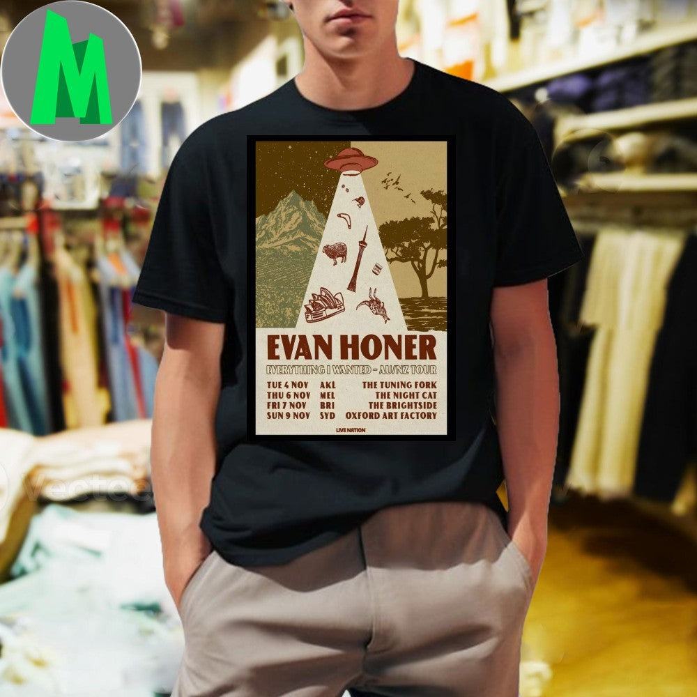 Design Evan Honer Everything I Wanted AU NZ Tour 2025 - Adult & Kids T-Shirts, Sweatshirts & Hoodies apparel design preview 1
