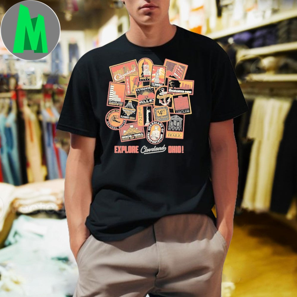Design Explore Cleveland Ohio Landmarks - Adult & Kids T-Shirts, Sweatshirts & Hoodies apparel design preview 1