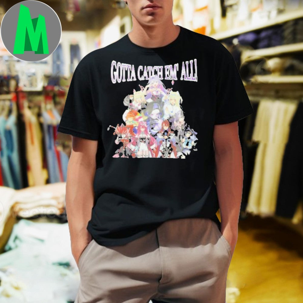 Design Gotta Catch Em All Anime Game Girl Group - Adult & Kids T-Shirts, Sweatshirts & Hoodies apparel design preview 1