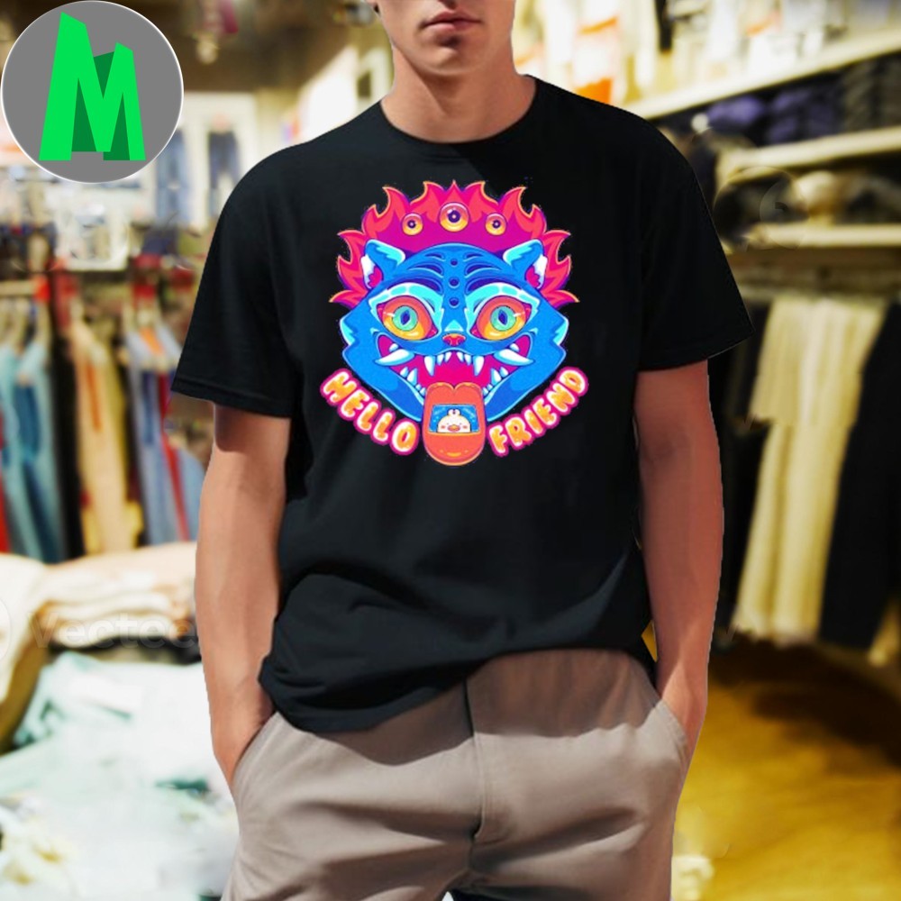 Design Hello Friend Demon Cat - Adult & Kids T-Shirts, Sweatshirts & Hoodies apparel design preview 1