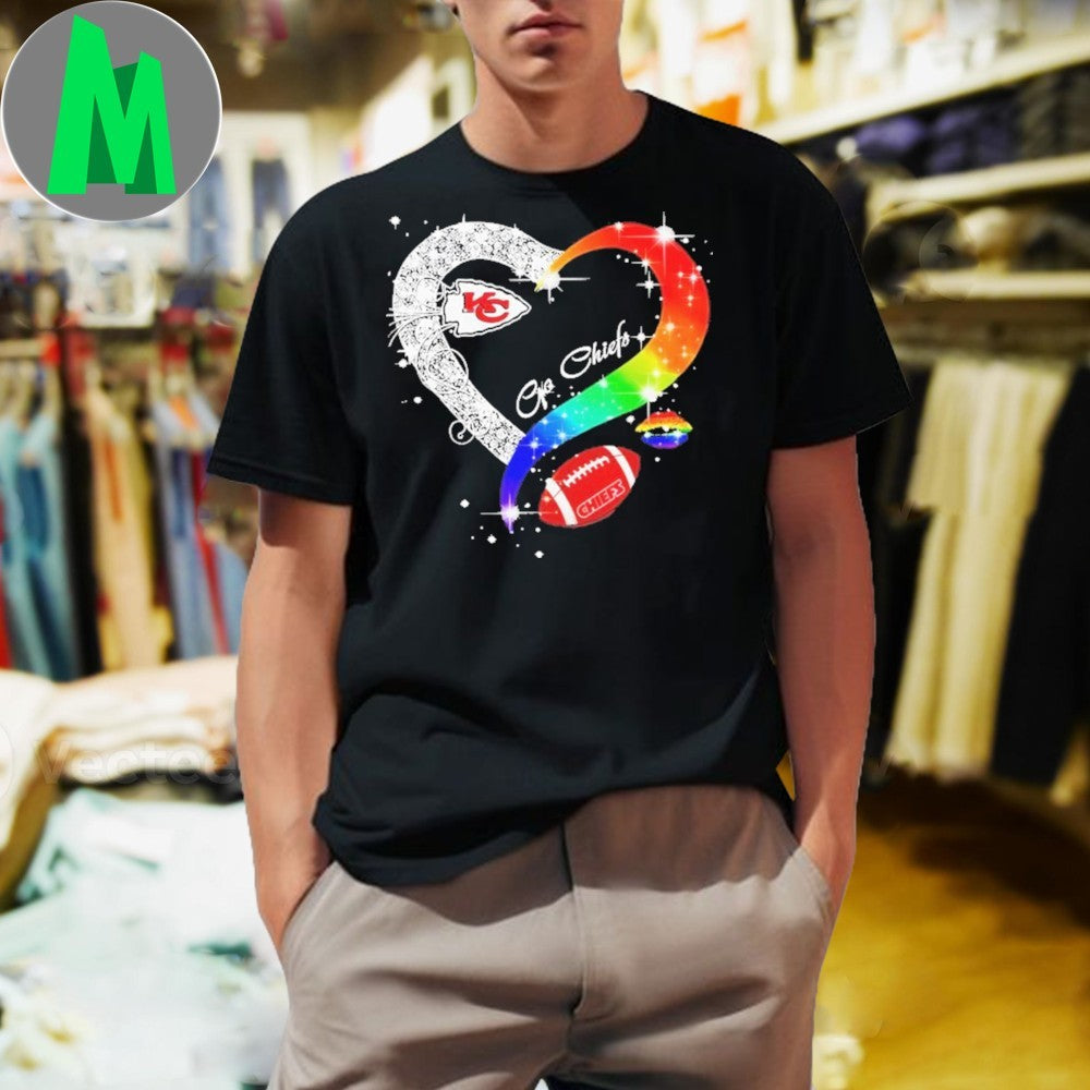 Design Kansas City Chiefs Go LGBT Pride Heart Graphic - Adult & Kids T-Shirts, Sweatshirts & Hoodies apparel design preview 1