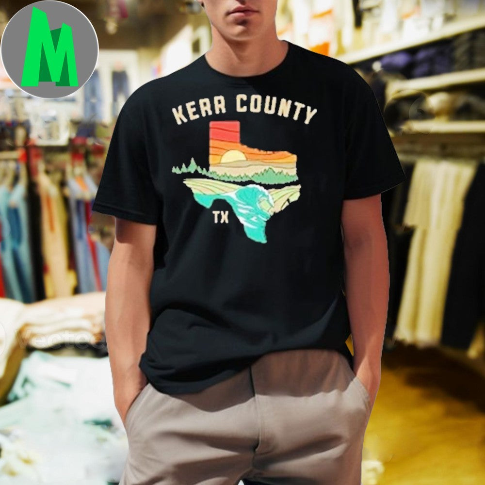 Design Kerr County Texas Landscape Map Graphic - Adult & Kids T-Shirts, Sweatshirts & Hoodies apparel design preview 1
