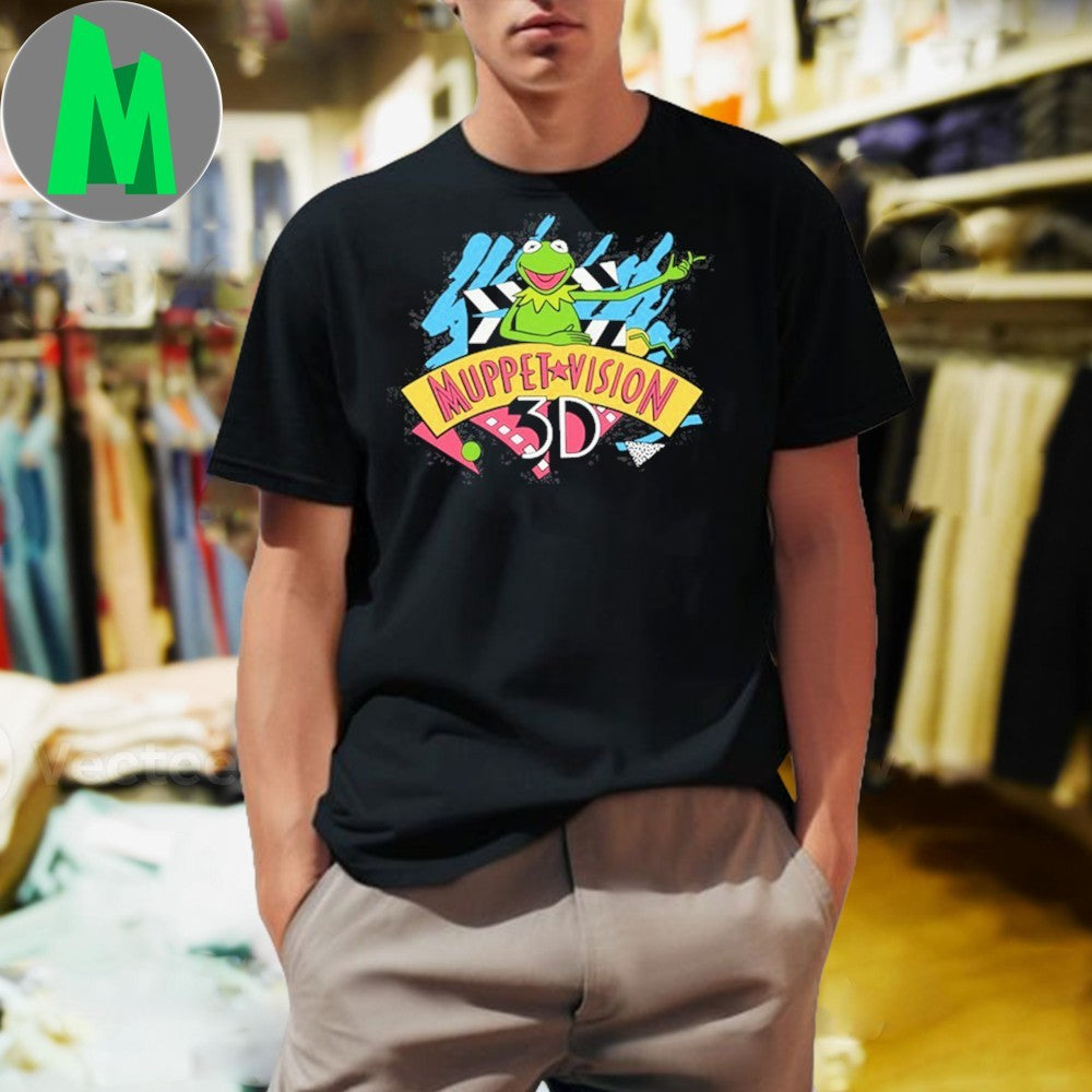 Design Muppet Vision 3D Kermit the Frog Retro 90s - Adult & Kids T-Shirts, Sweatshirts & Hoodies apparel design preview 1