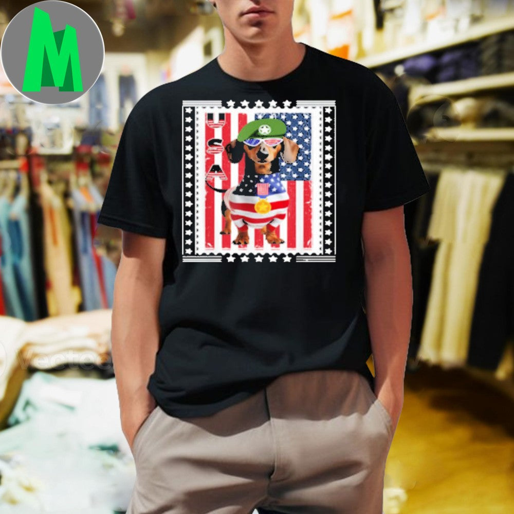 Design Patriotic Dachshund American Flag 4th Of July - Adult & Kids T-Shirts, Sweatshirts & Hoodies apparel design preview 1