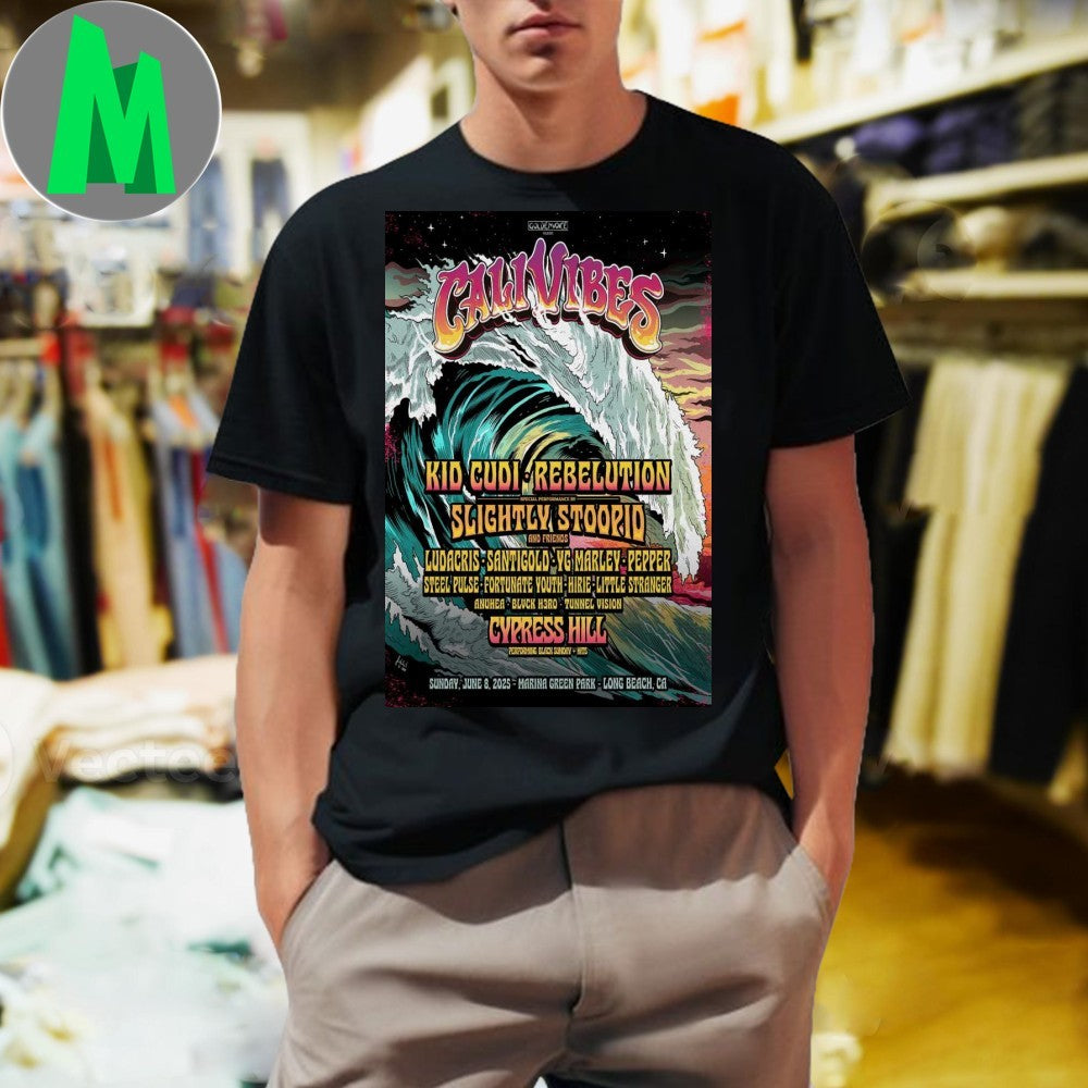 Design Poster Cali Vibes Long Beach, California June - Adult & Kids T-Shirts, Sweatshirts & Hoodies apparel design preview 1