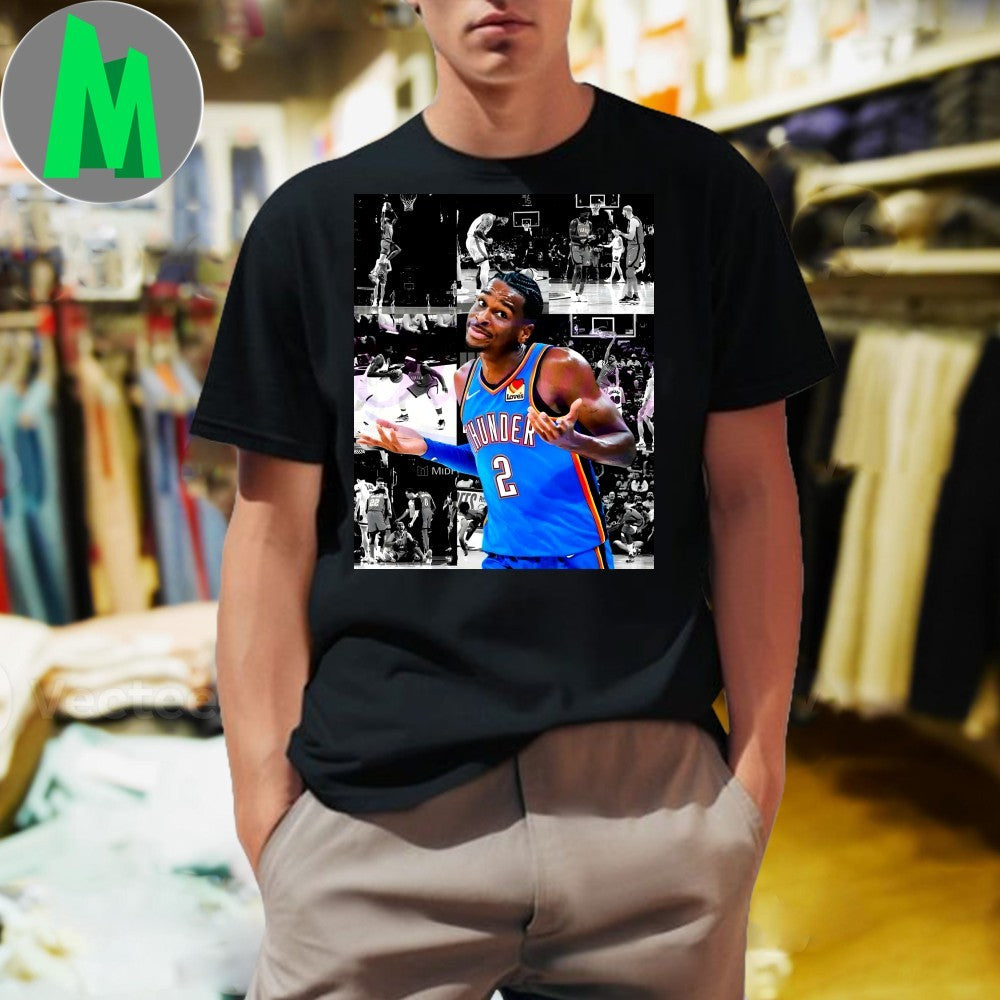 Design Shai Gilgeous Alexander Shrug Thunder Moments - Adult & Kids T-Shirts, Sweatshirts & Hoodies apparel design preview 1
