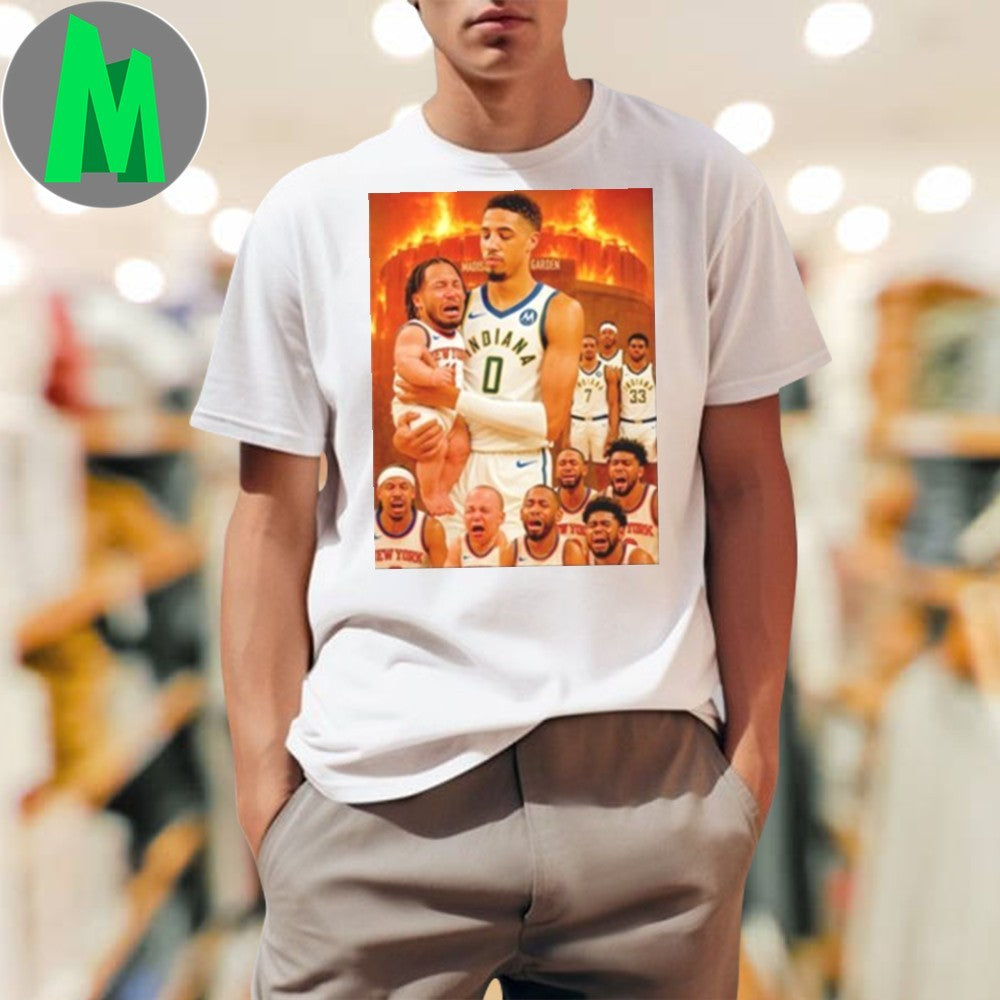 Design Tyrese Haliburton Carrying Jalen Brunson Funny - Adult & Kids T-Shirts, Sweatshirts & Hoodies apparel design preview 1