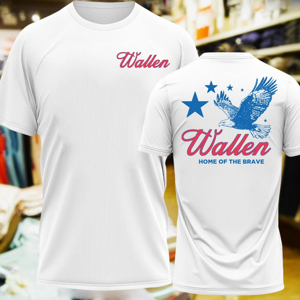 Design Wallen Home of the Brave Patriotic American - Adult & Kids T-Shirts, Sweatshirts & Hoodies apparel design preview 1