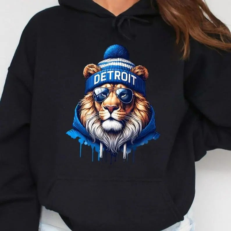 Detroit Football Cool Lion Game Day Classic Cotton - Adult & Kids T-Shirts, Sweatshirts & Hoodies apparel design preview 1
