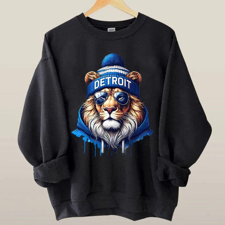Detroit Football Mascot Lion Game Day Fan - Adult & Kids T-Shirts, Sweatshirts & Hoodies apparel design preview 1