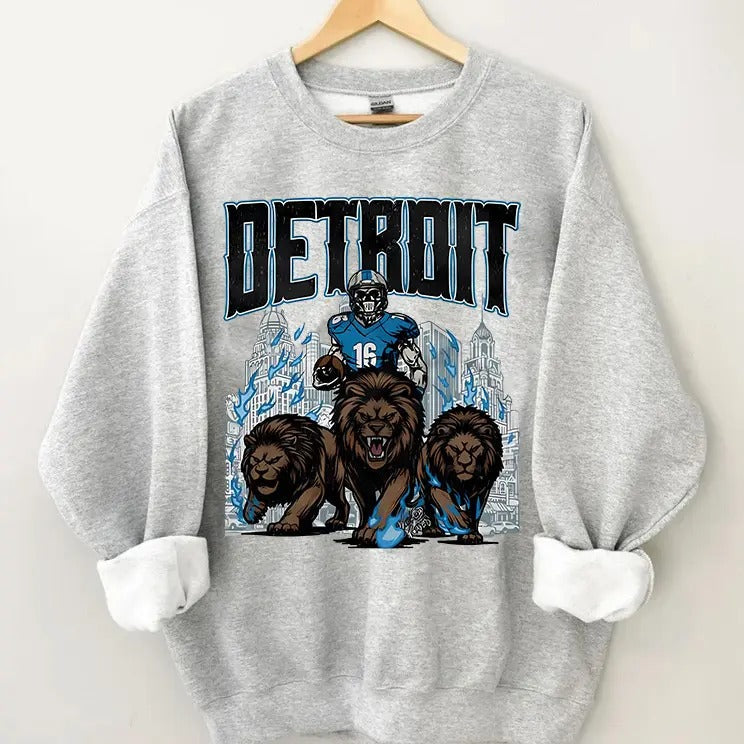 Detroit Football Vintage Skeleton Fan - Adult & Kids T-Shirts, Sweatshirts & Hoodies apparel design preview 1