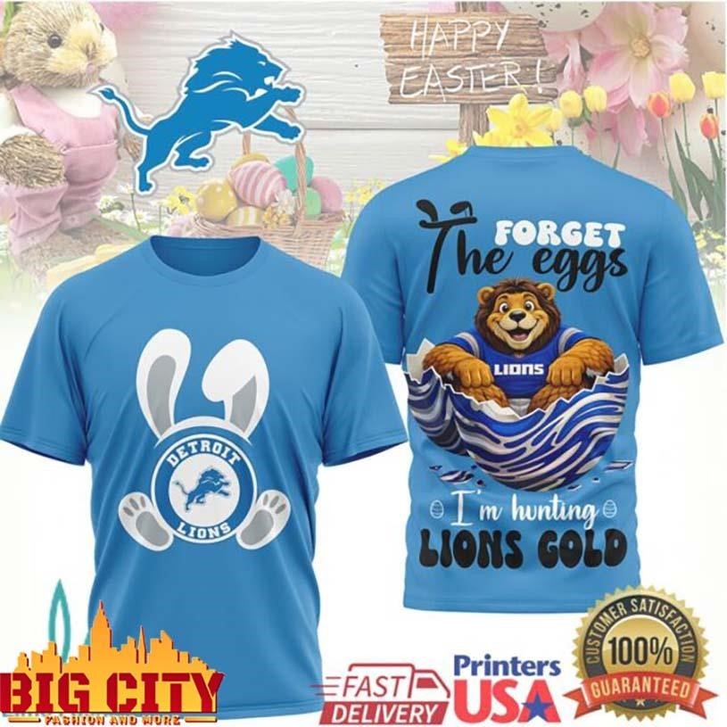 Detroit Lions Easter Forget the Eggs I'm Hunting Two - Adult & Kids T-Shirts, Sweatshirts & Hoodies apparel design preview 1