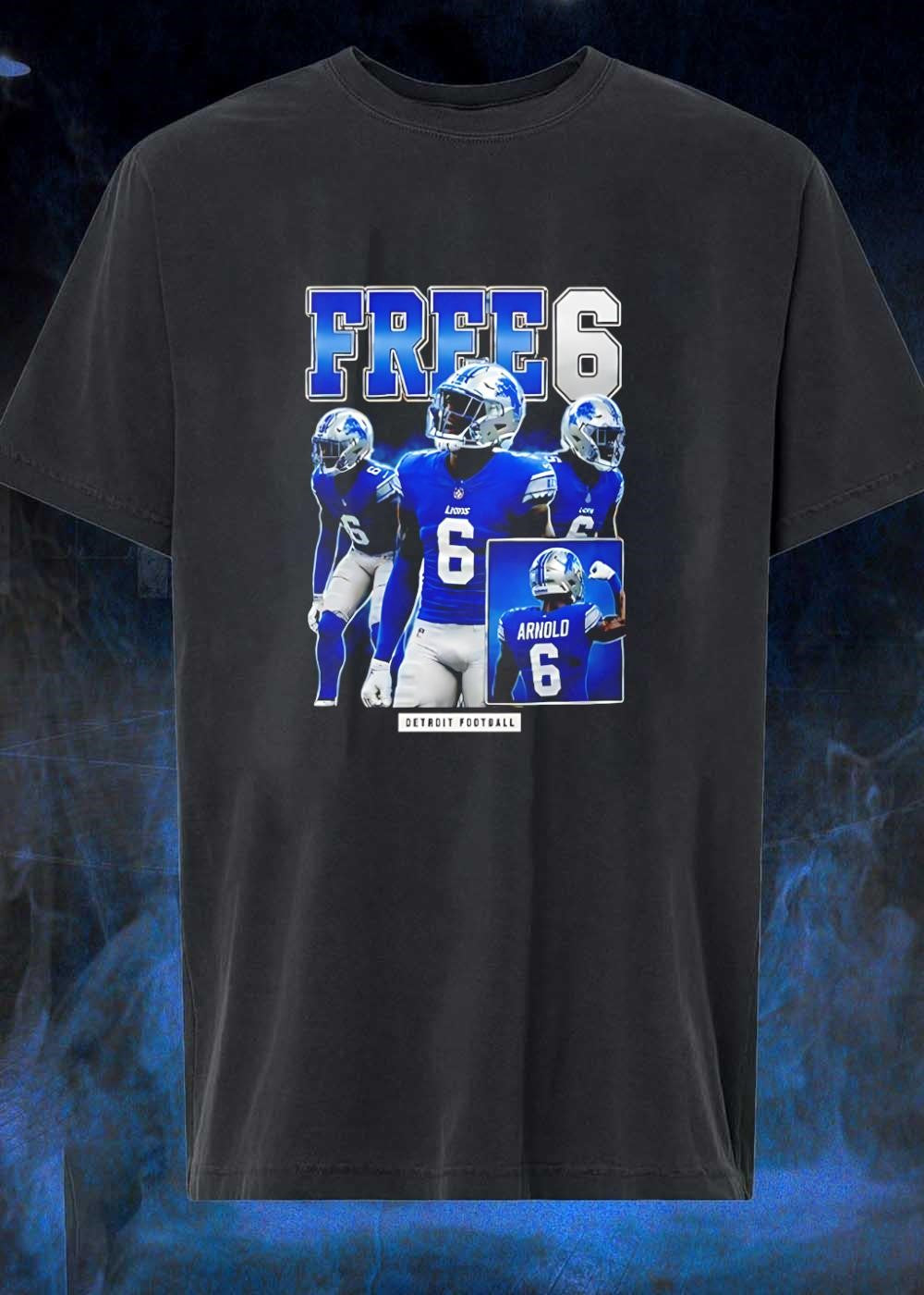 Detroit Lions Free 6 Arnold Football - Adult & Kids T-Shirts, Sweatshirts & Hoodies apparel design preview 1