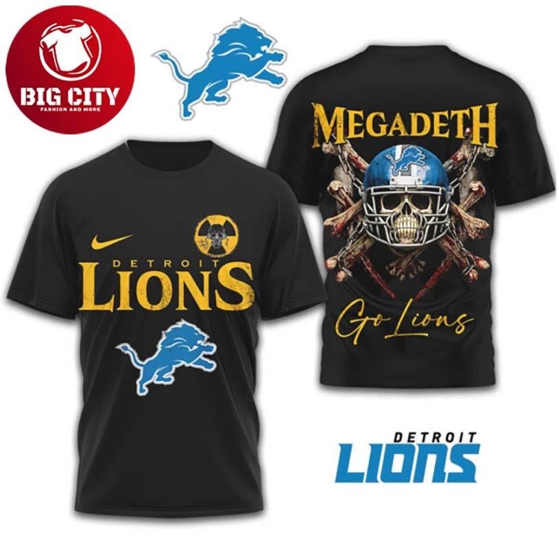 Detroit Lions x Megadeth Heavy Metal Skull Graphic - Adult & Kids T-Shirts, Sweatshirts & Hoodies apparel design preview 1