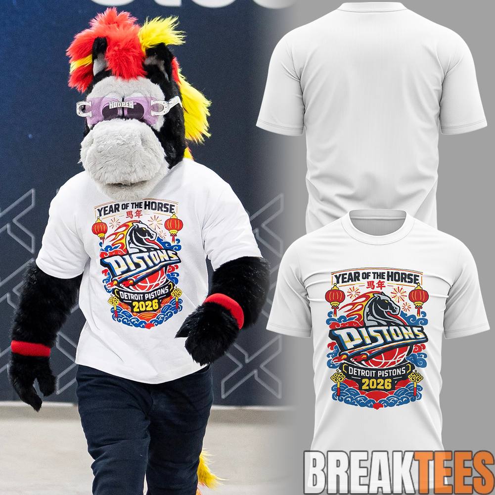 Detroit Pistons Year of the Horse 2026 - Adult & Kids T-Shirts, Sweatshirts & Hoodies apparel design preview 1
