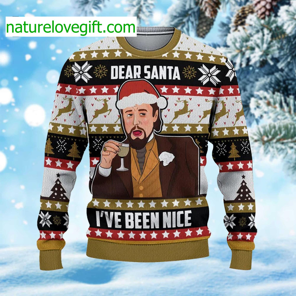 DiCaprio Dear Santa I’ve Been Nice Ugly Christmas Sweater - Holiday Gift product image