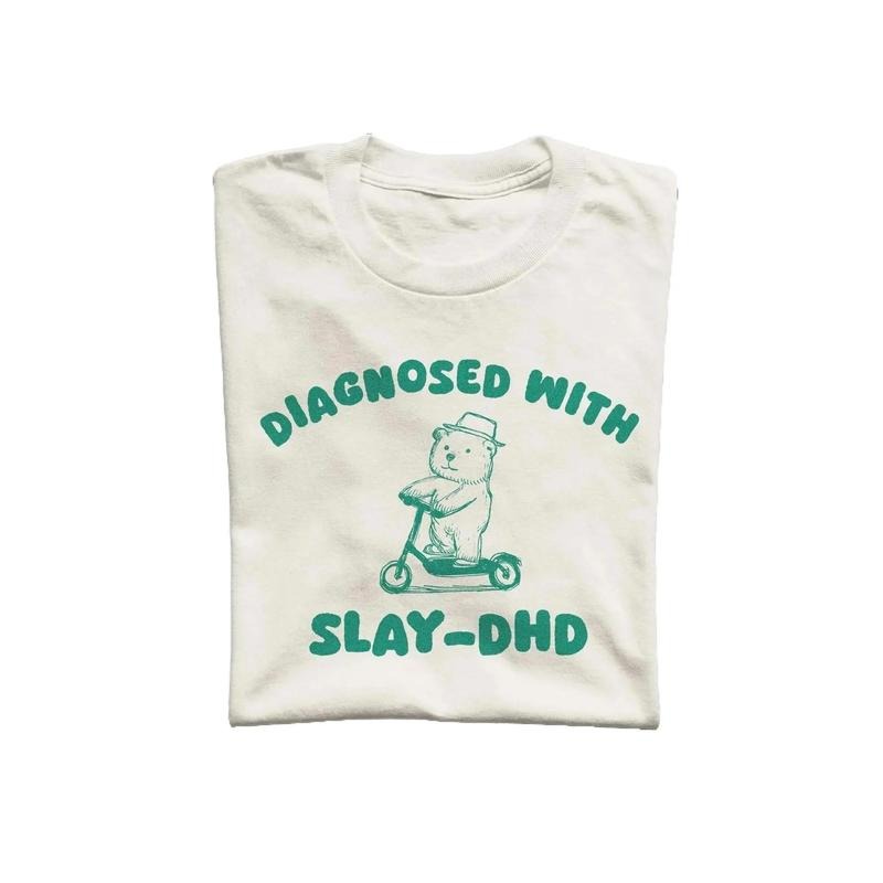 Diagnosed Slay DHD Vintage Drawing Weird - Adult & Kids T-Shirts, Sweatshirts & Hoodies apparel design preview 1
