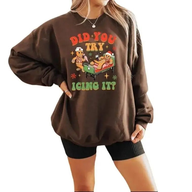 Did You Try Icing Nurse Nicu Gingerbread Funny Xmas - Adult & Kids T-Shirts, Sweatshirts & Hoodies apparel design preview 1