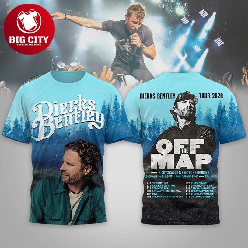 Dierks Bentley Off The Map Tour 2026 Two Sided - Adult & Kids T-Shirts, Sweatshirts & Hoodies apparel design preview 1