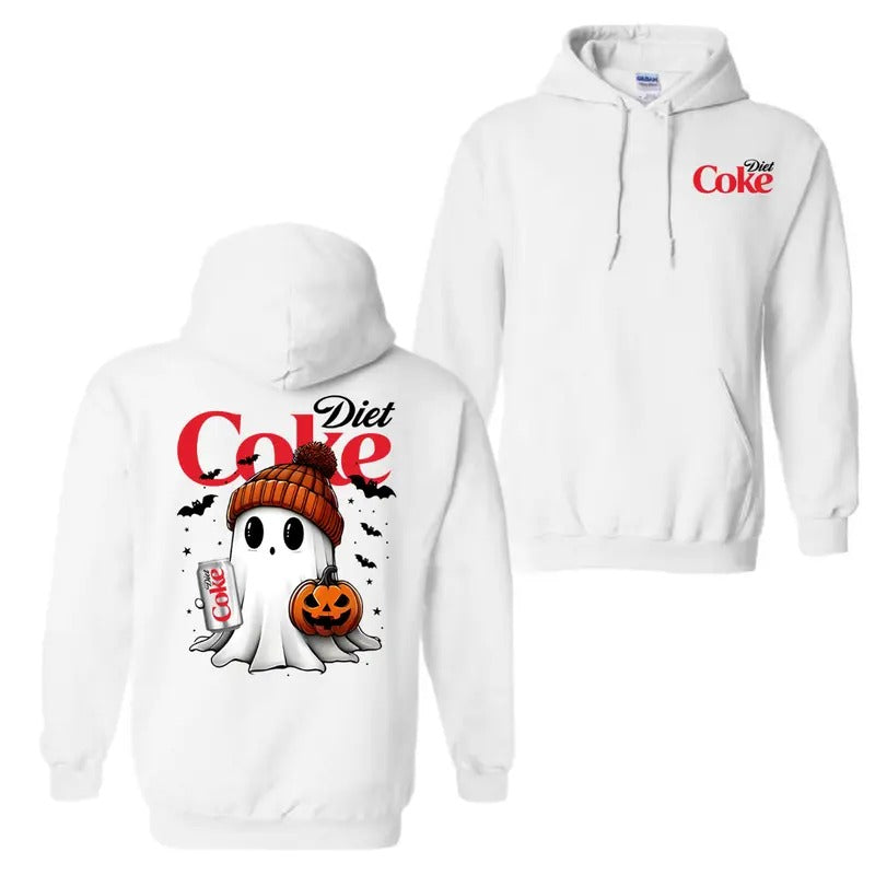 Diet Coke Ghost Cute Pumpkin Halloween 2 Sided - Adult & Kids T-Shirts, Sweatshirts & Hoodies apparel design preview 1