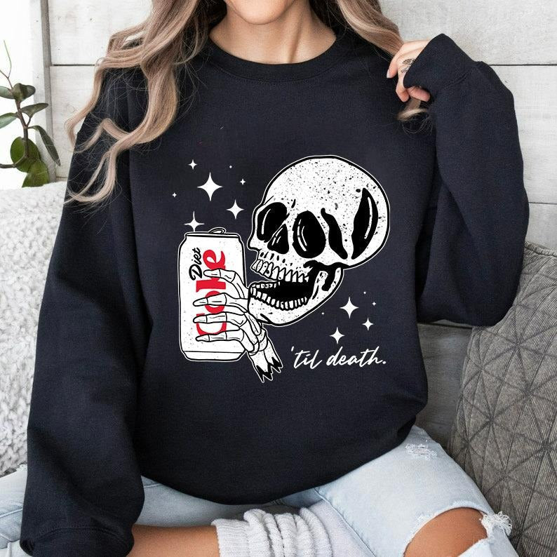 Diet Coke Til Death Lover Funny Skeleton Drinker - Adult & Kids T-Shirts, Sweatshirts & Hoodies apparel design preview 1
