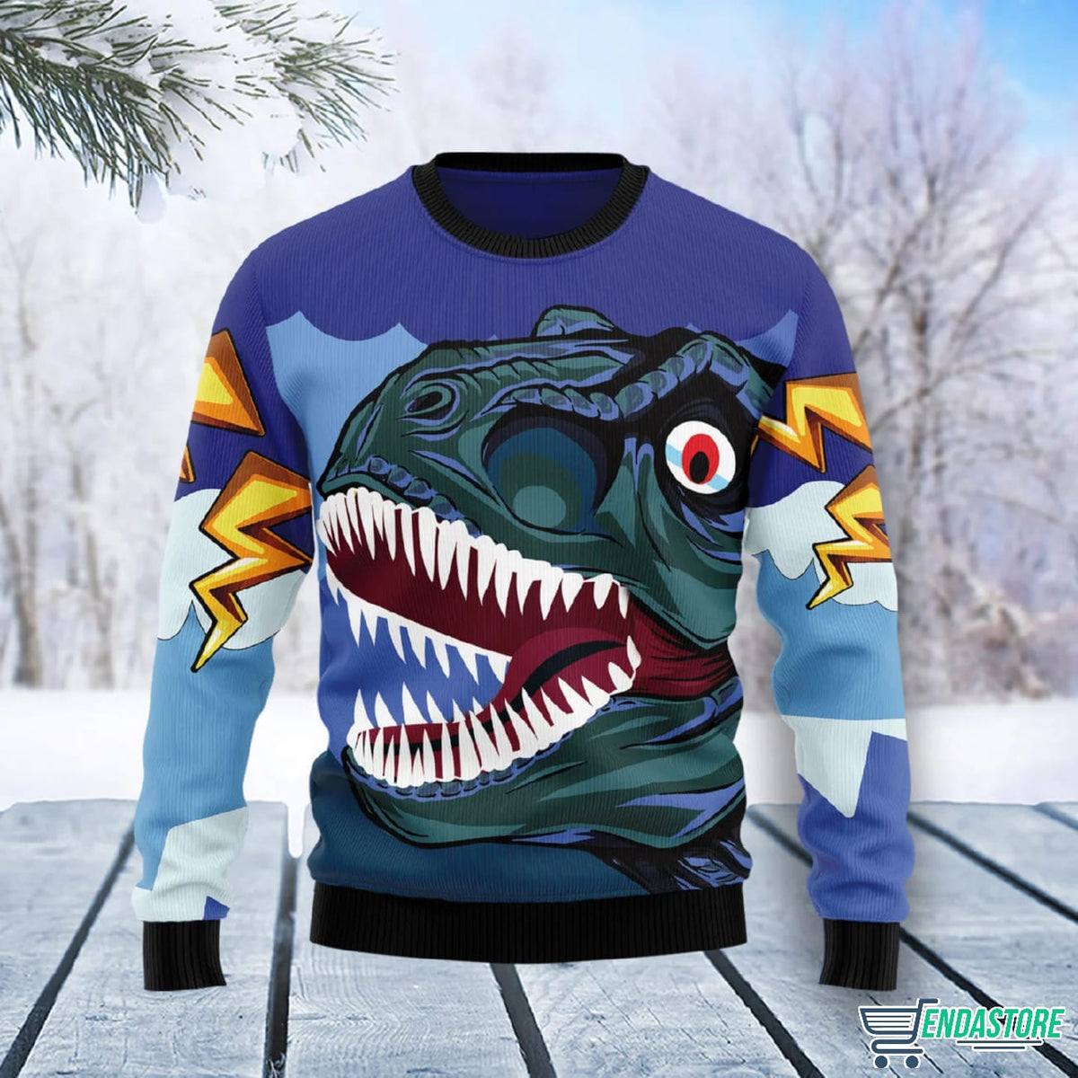 Dinosaur Face 3D Ugly Christmas Sweater - Holiday Gift product image