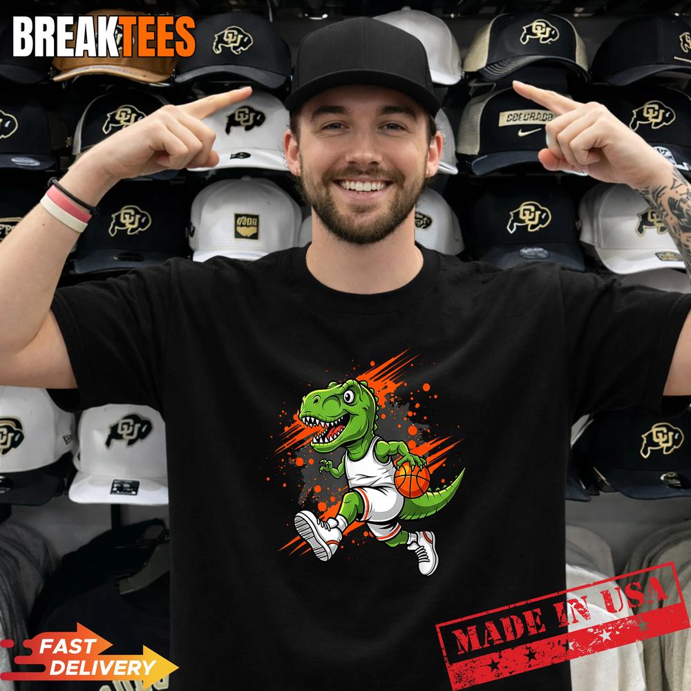 Dinosaur Playing Basketball Funny Animals Lover - Adult & Kids T-Shirts, Sweatshirts & Hoodies apparel design preview 1