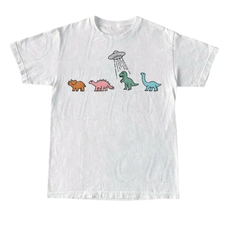 Dinosaur Ufo Retro Dinisaur Vintage Tatt0o Funny Dino - Adult & Kids T-Shirts, Sweatshirts & Hoodies apparel design preview 1