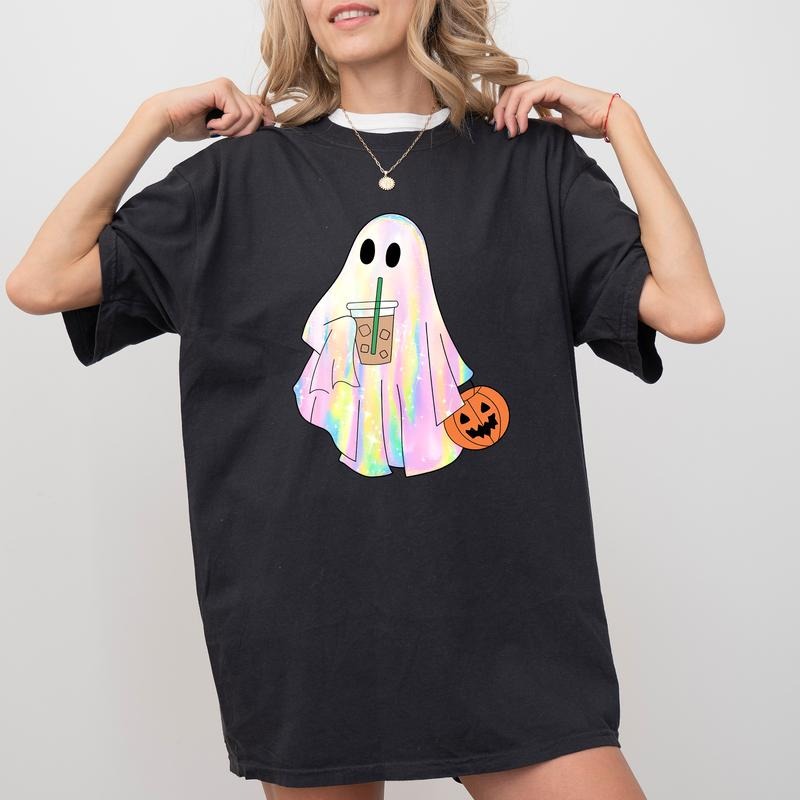 Disco Iridescent Ghost Halloween Comfort Colors - Adult & Kids T-Shirts, Sweatshirts & Hoodies apparel design preview 1
