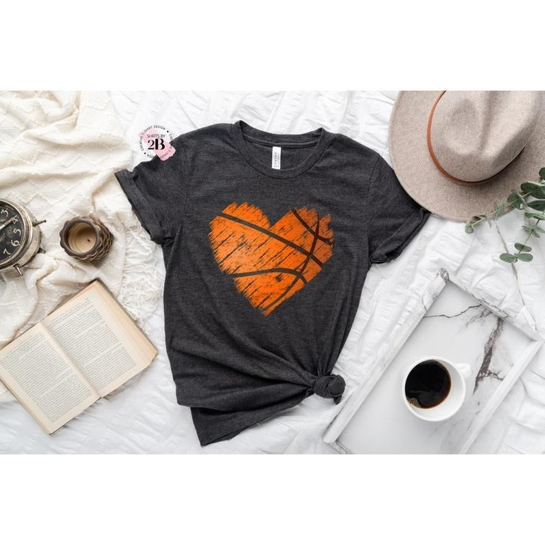 Distressed Basketball Heart Mom Girl - Adult & Kids T-Shirts, Sweatshirts & Hoodies apparel design preview 1