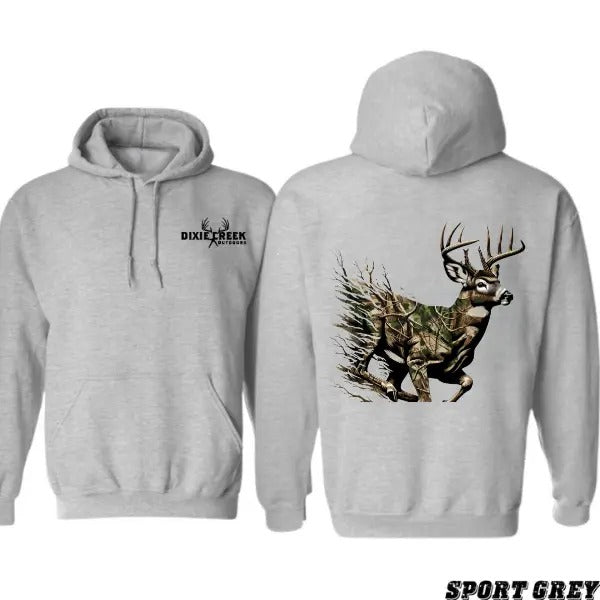 Dixie Creek Outdoors Deer Bold Running Camo Cozy - Adult & Kids T-Shirts, Sweatshirts & Hoodies apparel design preview 1
