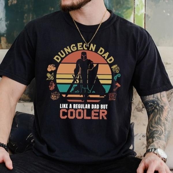 DnD Dungeon Dad Like Regular But Cooler Fun TTRPG D&D - Adult & Kids T-Shirts, Sweatshirts & Hoodies apparel design preview 1