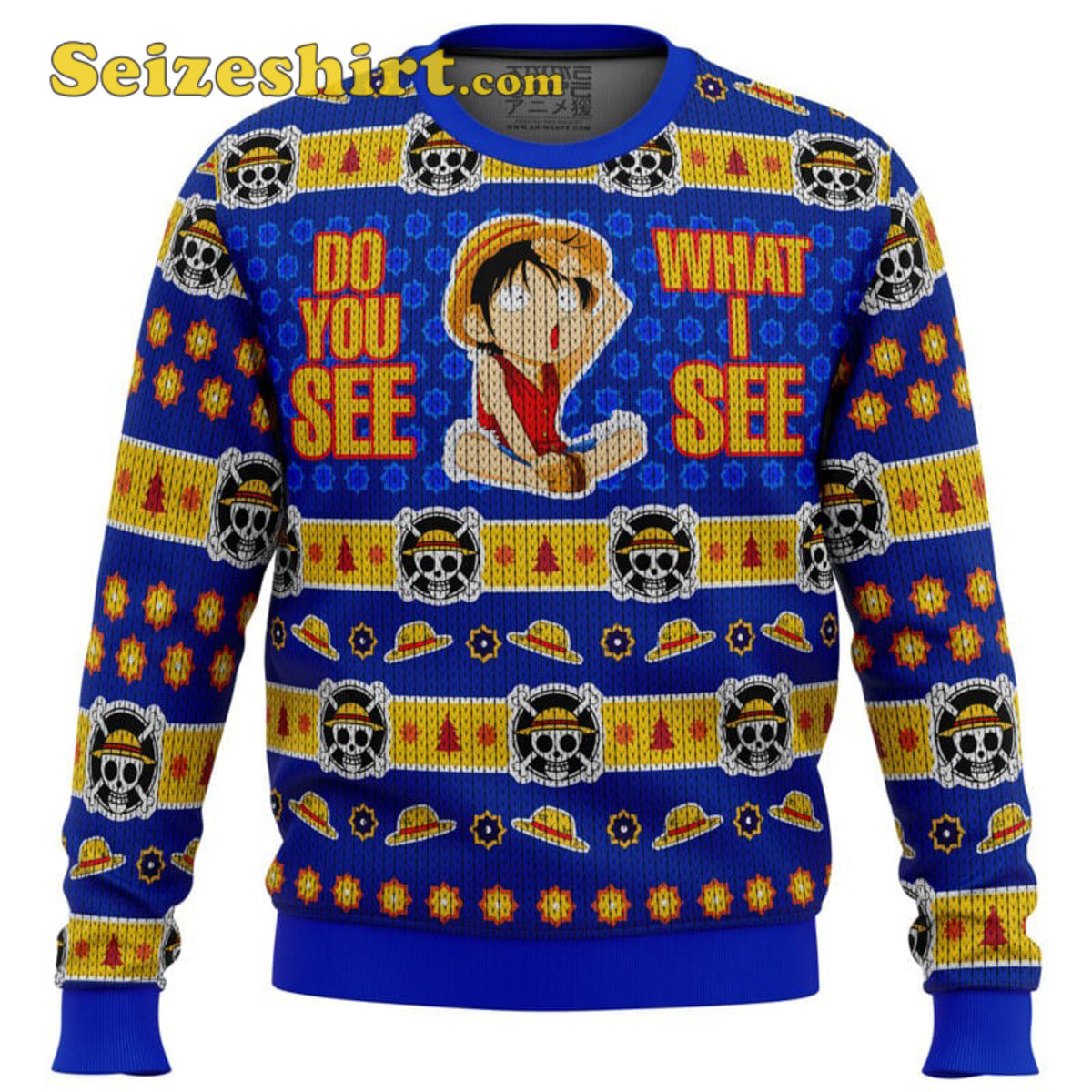 Do You See What I See Monkey D Luffy One Piece Ugly Christmas Sweater - Gift Idea product image