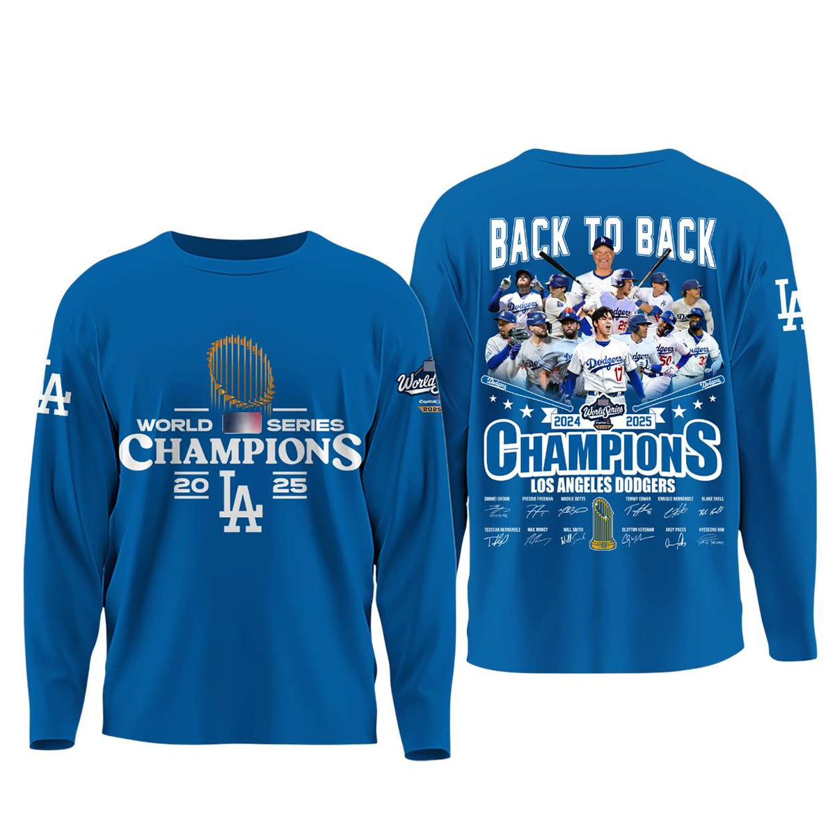 Blue-LA Dodger World Series Back To Back Champions 3D Sweater - Gift Idea product image