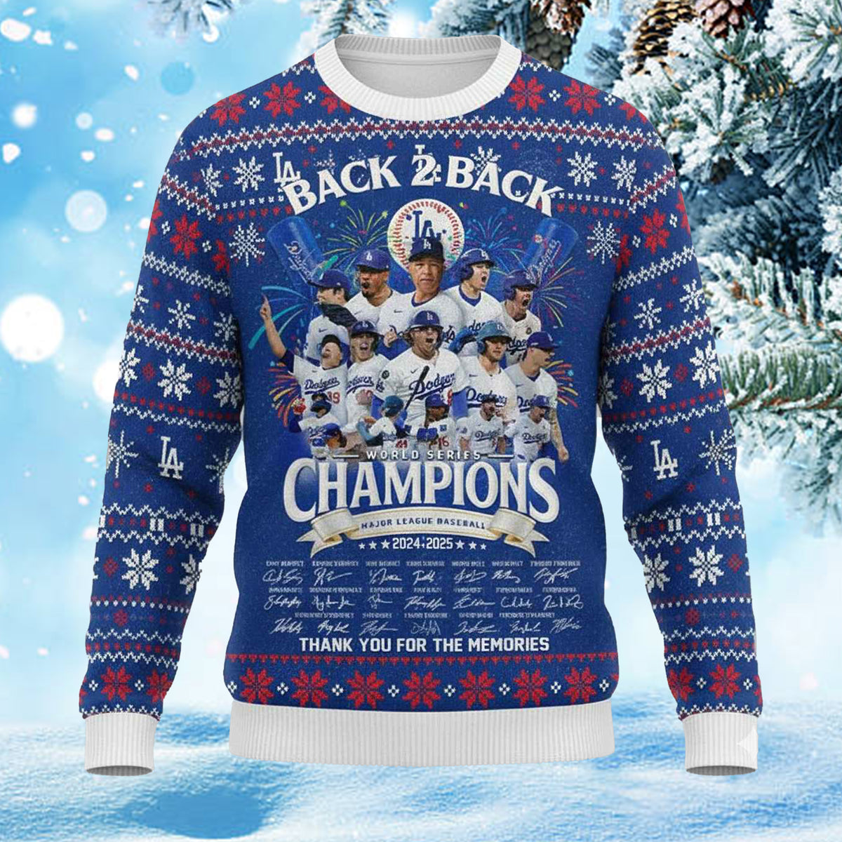 Dodgers Back-to-Back Champions Ugly Christmas Sweater - Holiday Gift product image