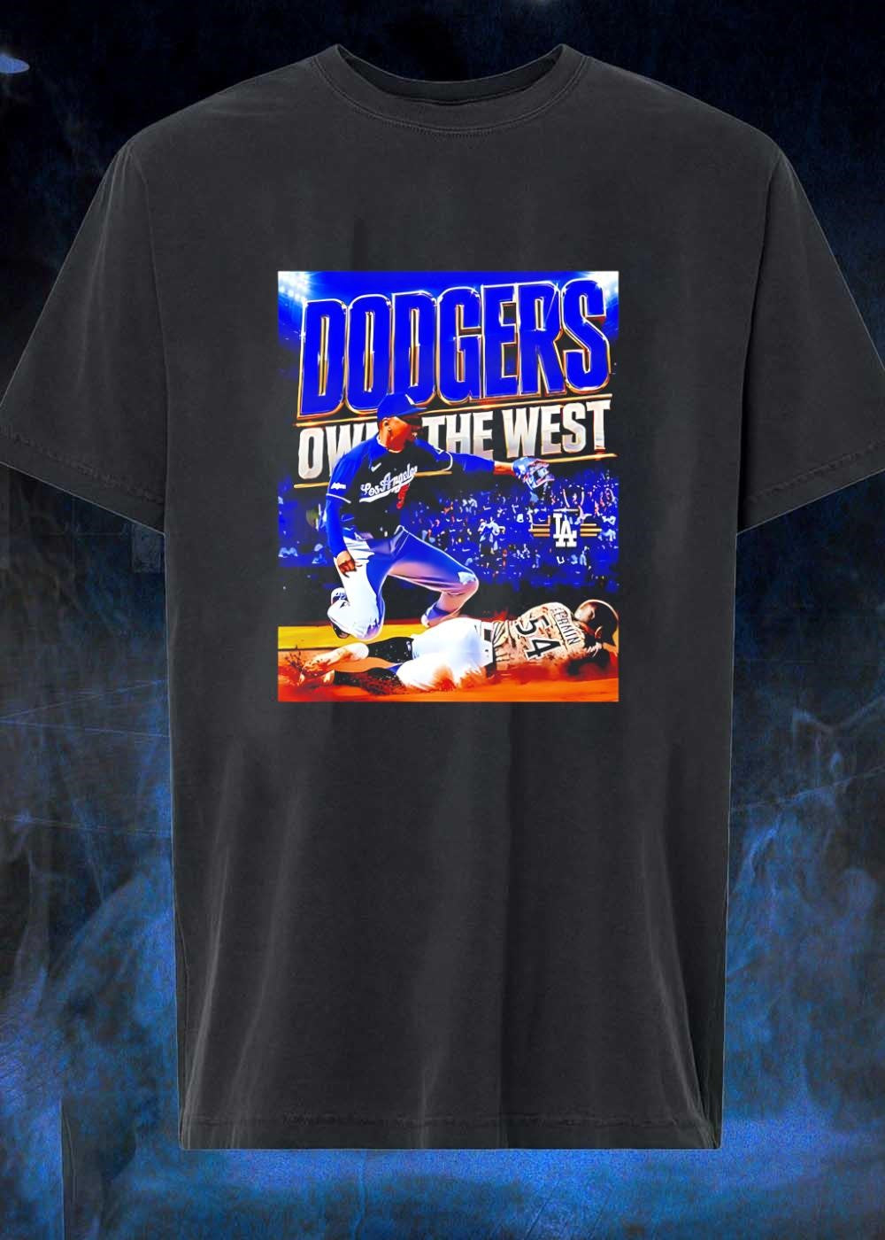 Dodgers Own the West Los Angeles Baseball Action - Adult & Kids T-Shirts, Sweatshirts & Hoodies apparel design preview 1