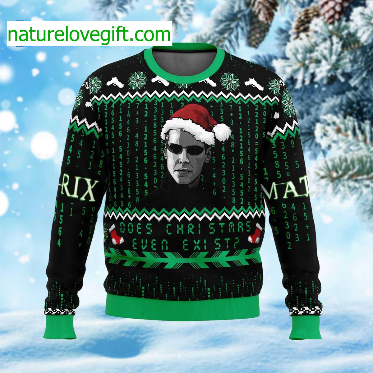 Does Christmas Even Exist Matrix Ugly Christmas Sweater - Holiday Gift product image