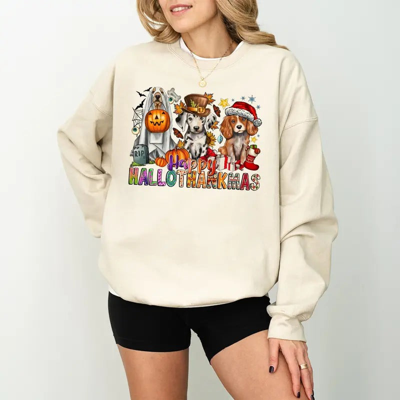 Dog Hallothanksmas Halloween Thanksgiving Season - Adult & Kids T-Shirts, Sweatshirts & Hoodies apparel design preview 1