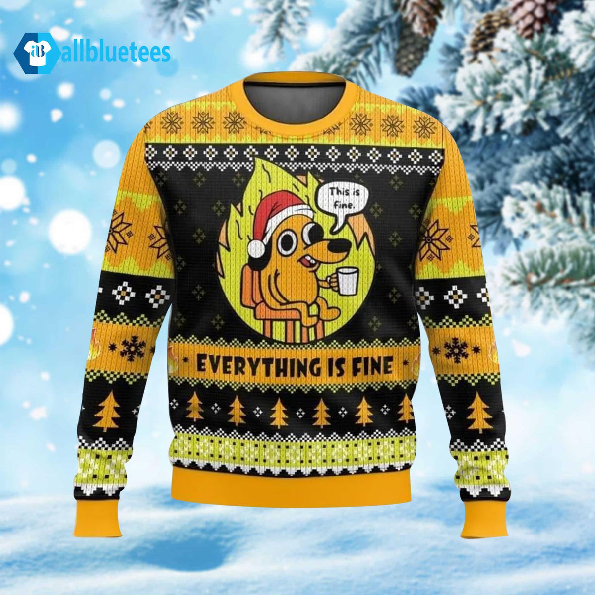Dog This Is Fine Ugly Christmas Sweater - Holiday Gift product image