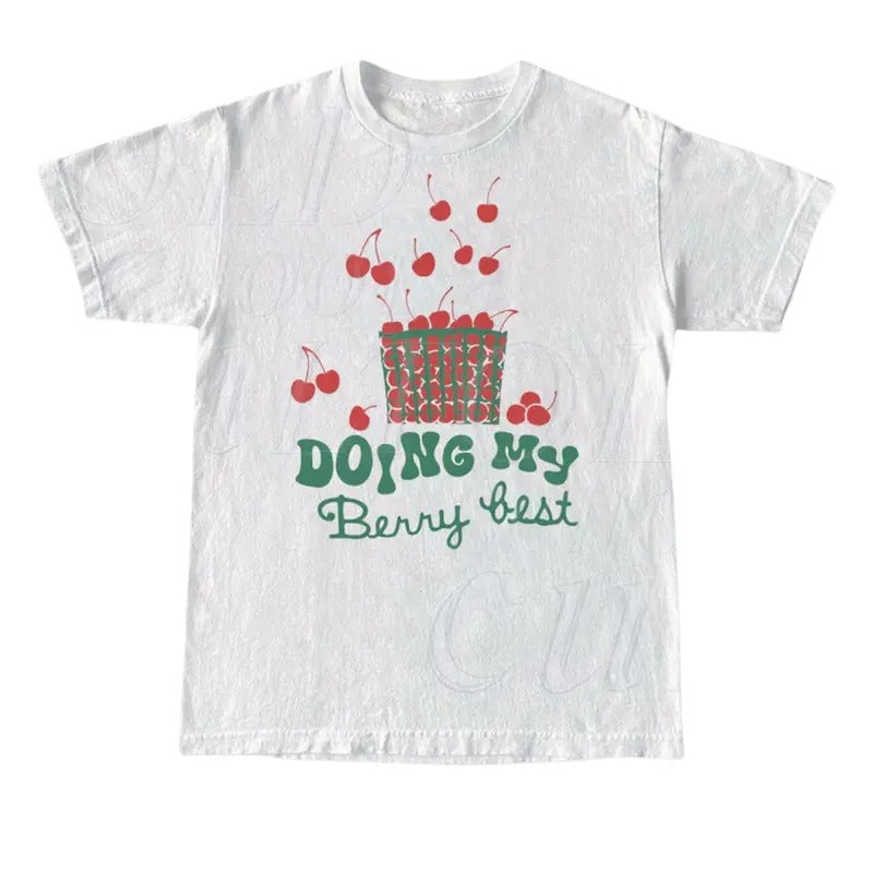 Doing My Berry Best Cherries Vintage Retro Old - Adult & Kids T-Shirts, Sweatshirts & Hoodies apparel design preview 1