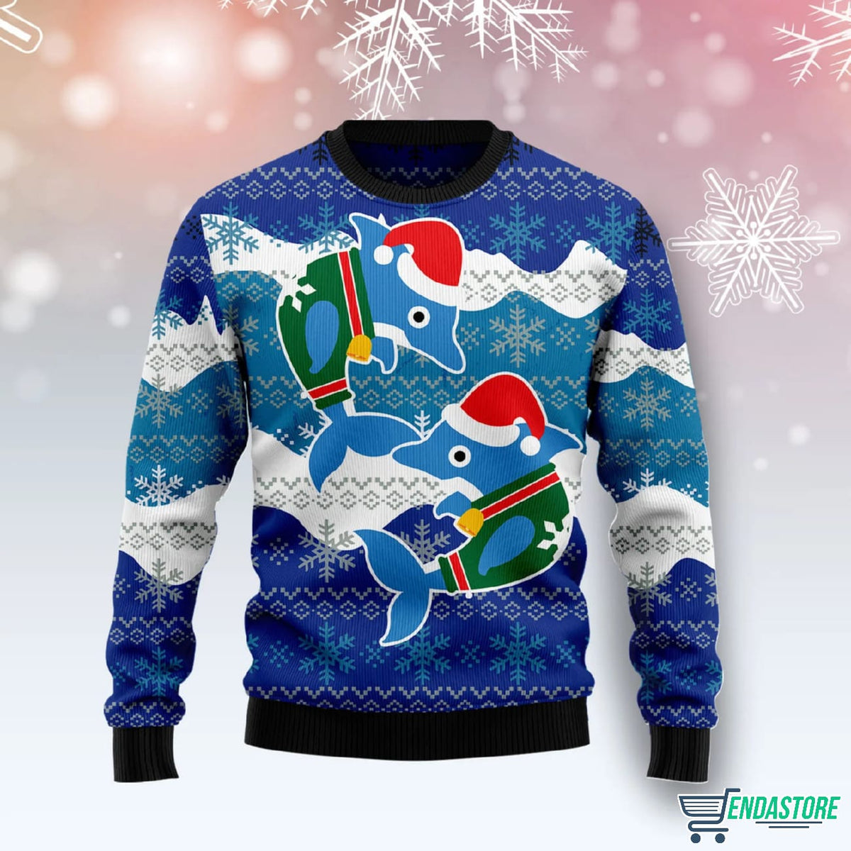 Dolphin Couple 3D Ugly Christmas Sweater - Holiday Gift product image
